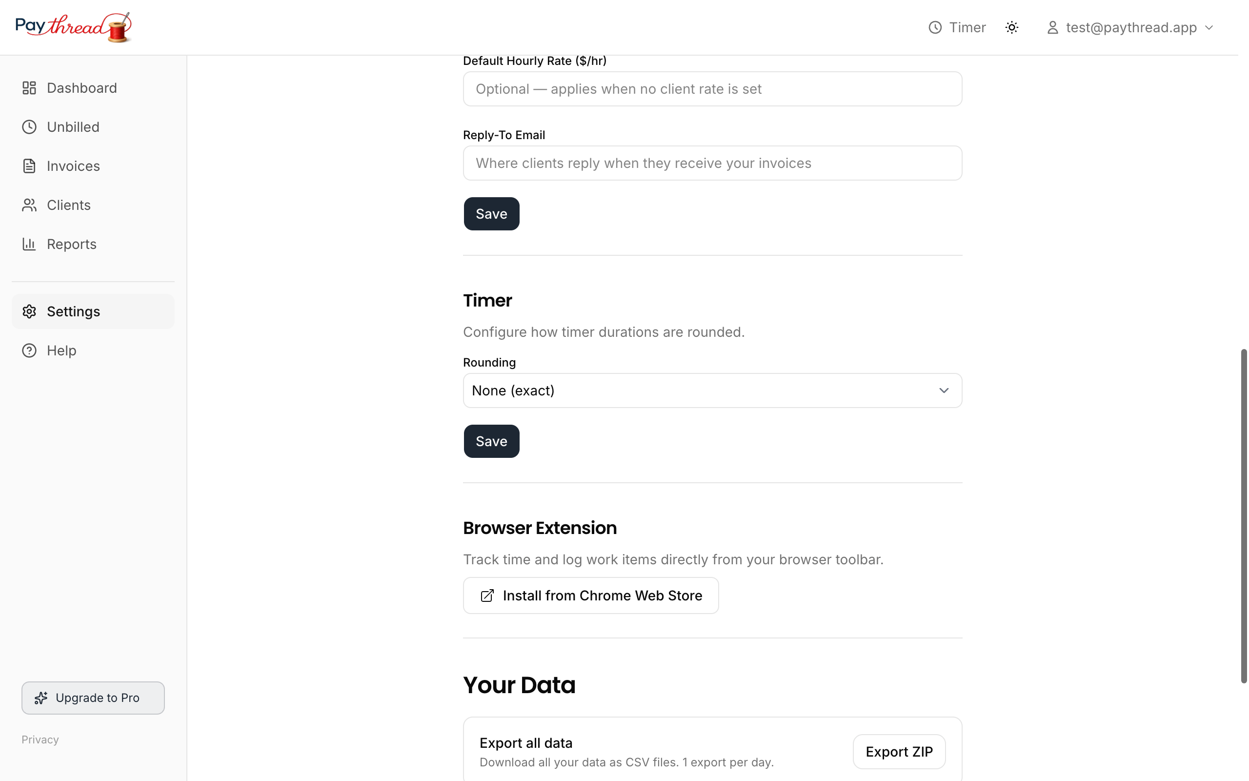 Timer rounding preferences in Settings